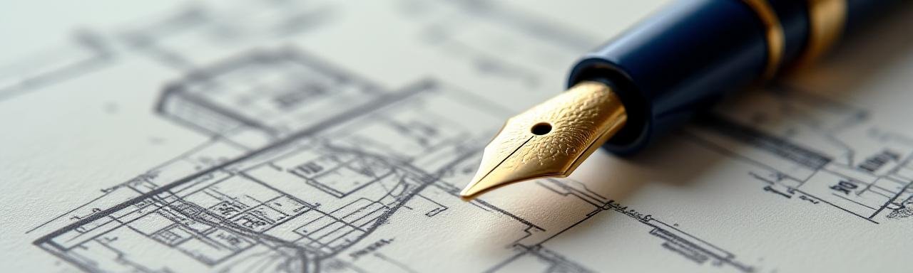 Abstract close-up of high-quality parchment paper and a golden fountain pen, representing meticulous financial craftsmanship.